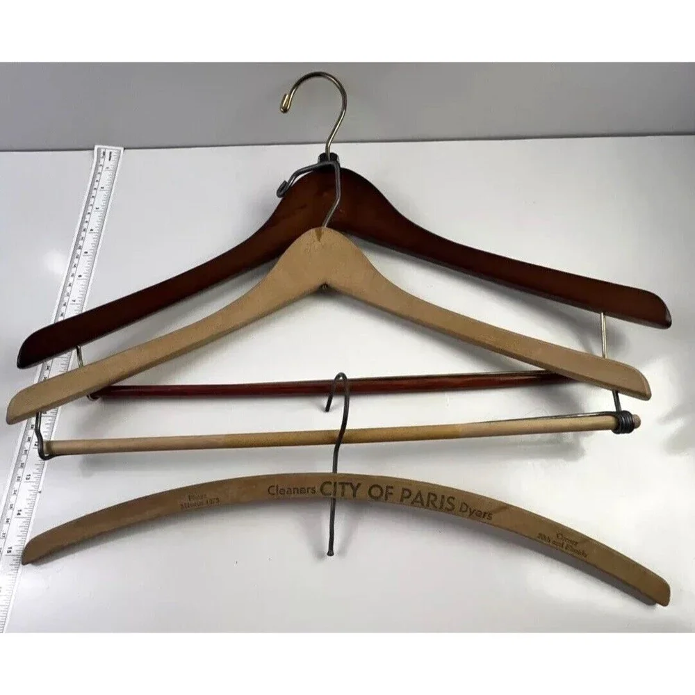 Wood Hangers Mixed Lot of 3 Vintage Jacket/Pant/Dress